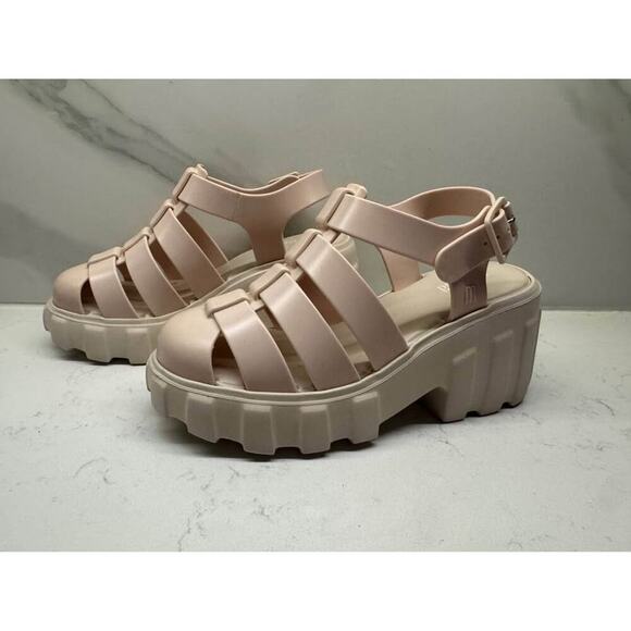 Melissa Women’s Size 5 Beige Megan Platform Lightweight EVA Sandal Heels - Picture 3 of 9